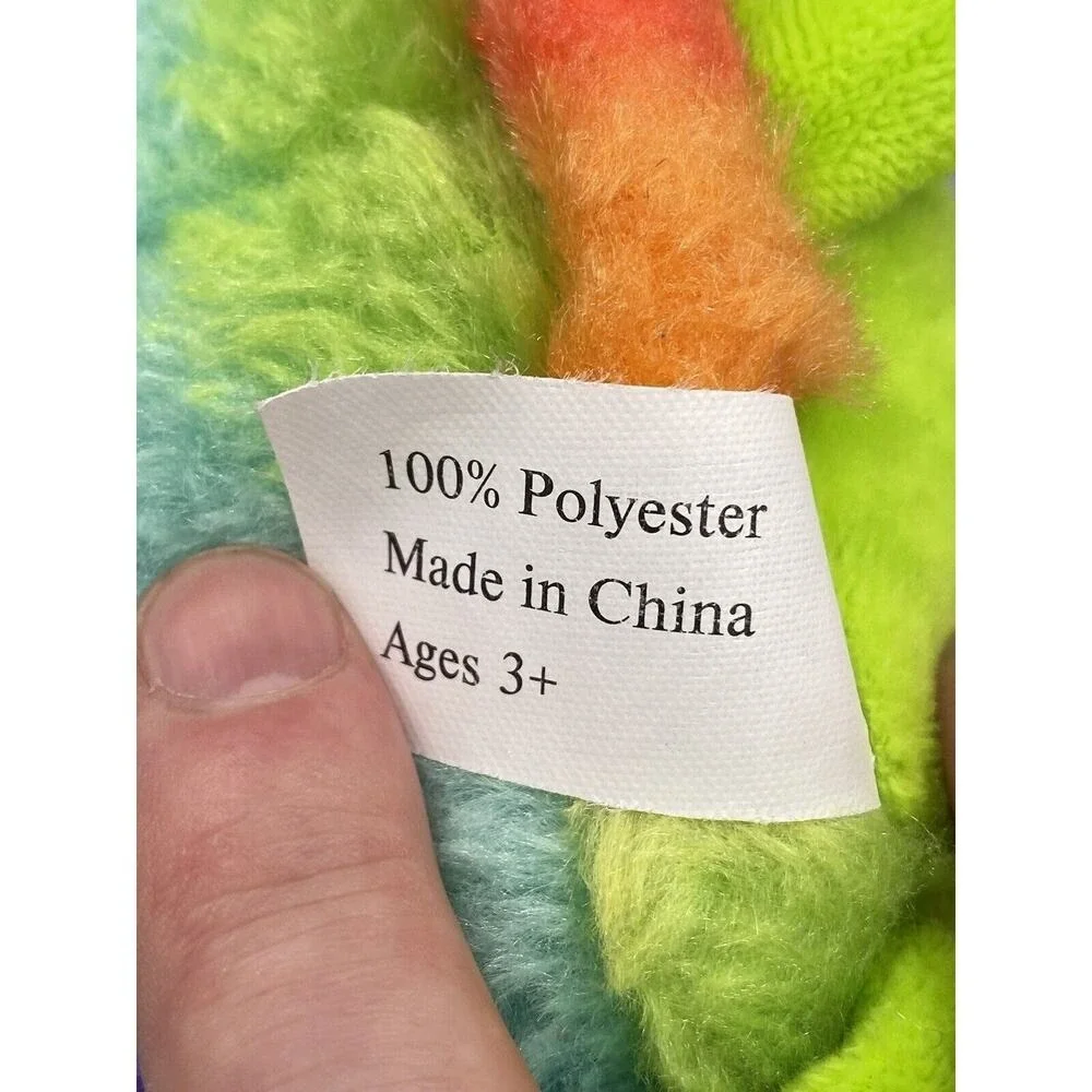 10 Inch Colorful Turtle Tortoise Plush W/ Rainbow Colored Top With Pocket